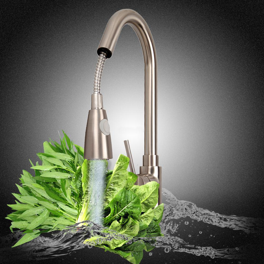Valencia Kitchen Faucet Brushed Nickel Finish Swivel Pull Out Brass faucet tap Mixer